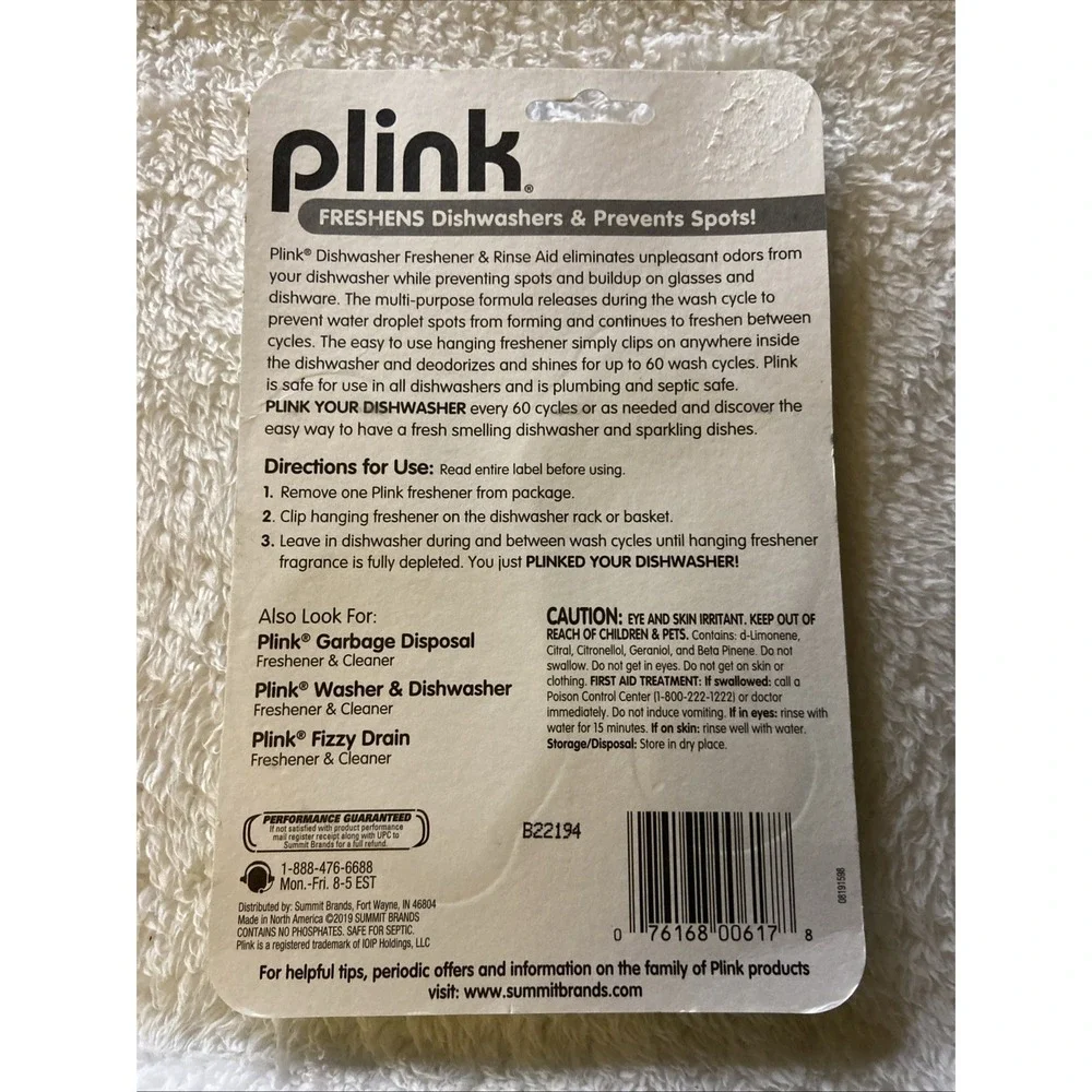 Plink Dishwasher Freshener Rinse Aid 2 Pack Fresh Lemon Deodorizer Household NIP
